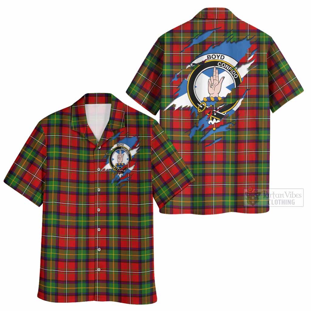 Boyd Clan Crest In Me Tartan Hawaiian Shirt Scotland Flag Style