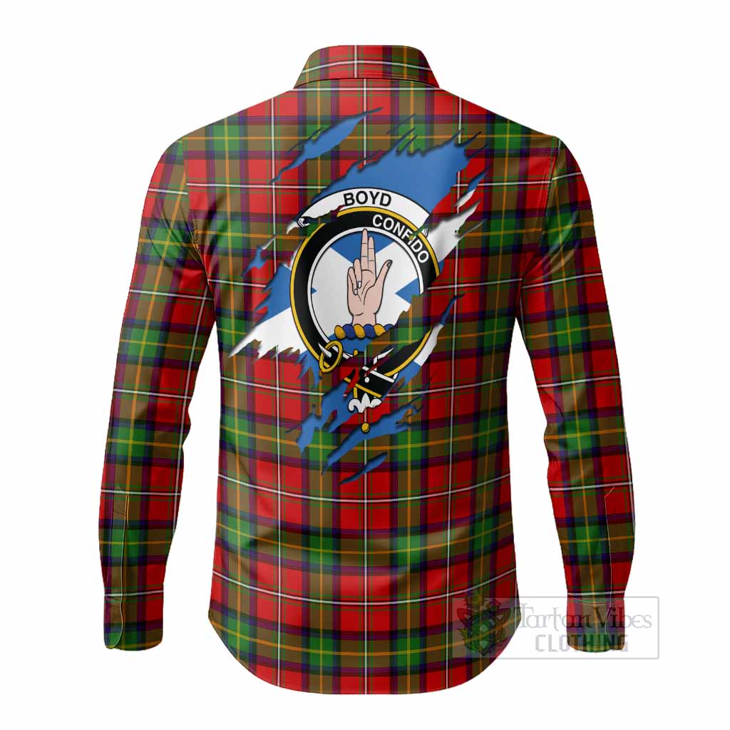 Boyd Clan Crest In Me Tartan Long Sleeve Button Shirts Scotland Flag Style