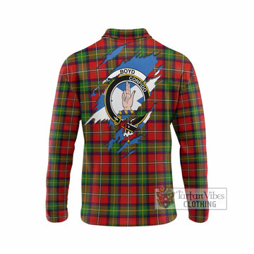 Boyd Clan Crest In Me Tartan Long Sleeve Polo Shirt Scotland Flag Style