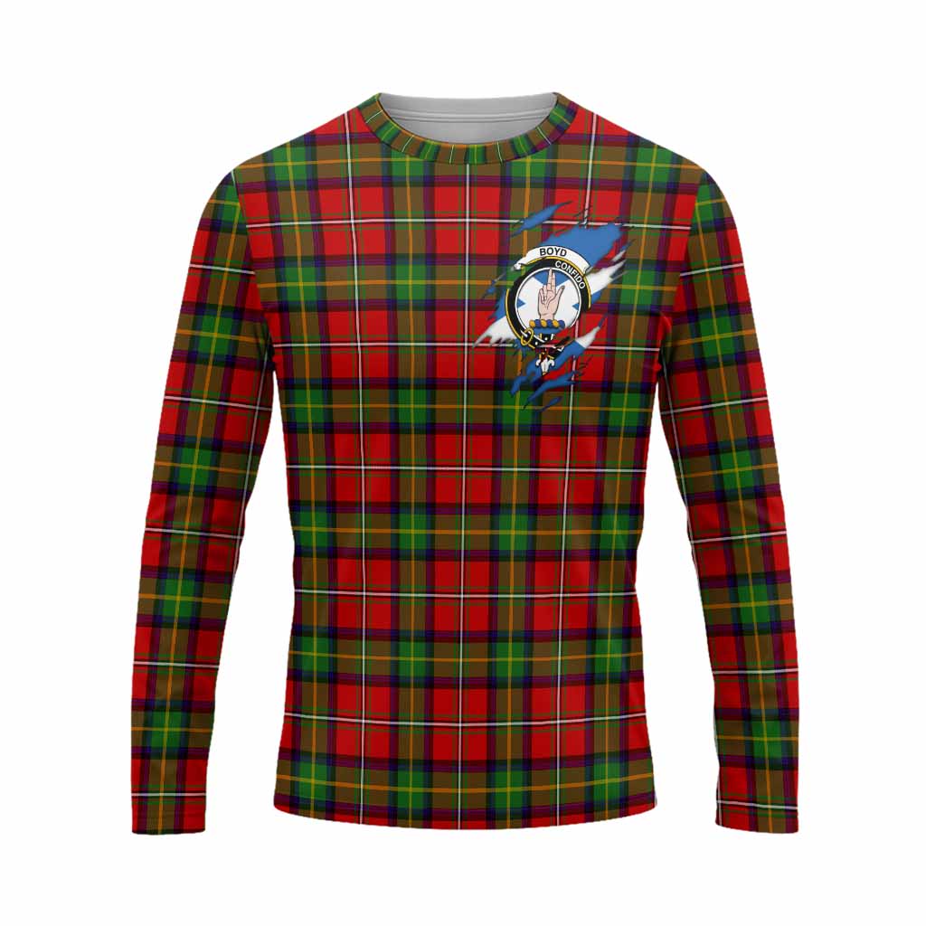 Boyd Clan Crest In Me Tartan Long Sleeve T-Shirt Scotland Flag Style