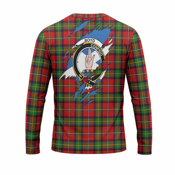 Boyd Clan Crest In Me Tartan Long Sleeve T-Shirt Scotland Flag Style