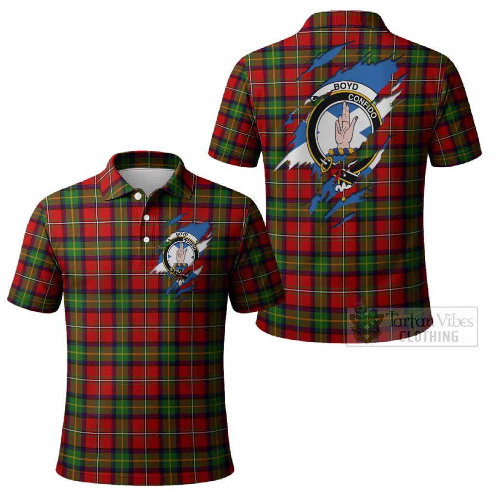 Boyd Clan Crest In Me Tartan Polo Shirt Scotland Flag Style