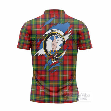 Boyd Clan Crest In Me Tartan Zipper Polo Shirt Scotland Flag Style