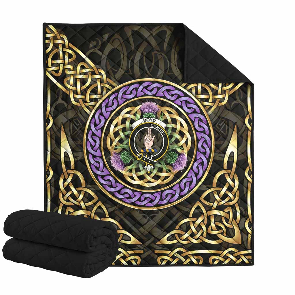 Boyd Clan Crest Premium Quilt Celtic Scottish Thistle Super King Quilt 91" x 110" - Tartan Vibes Clothing