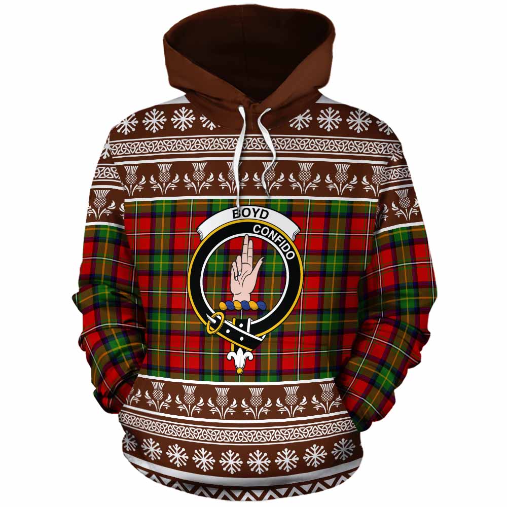 Boyd Clan Tartan Christmas Cotton Hoodie with Family Crest - Tartan Vibes Clothing