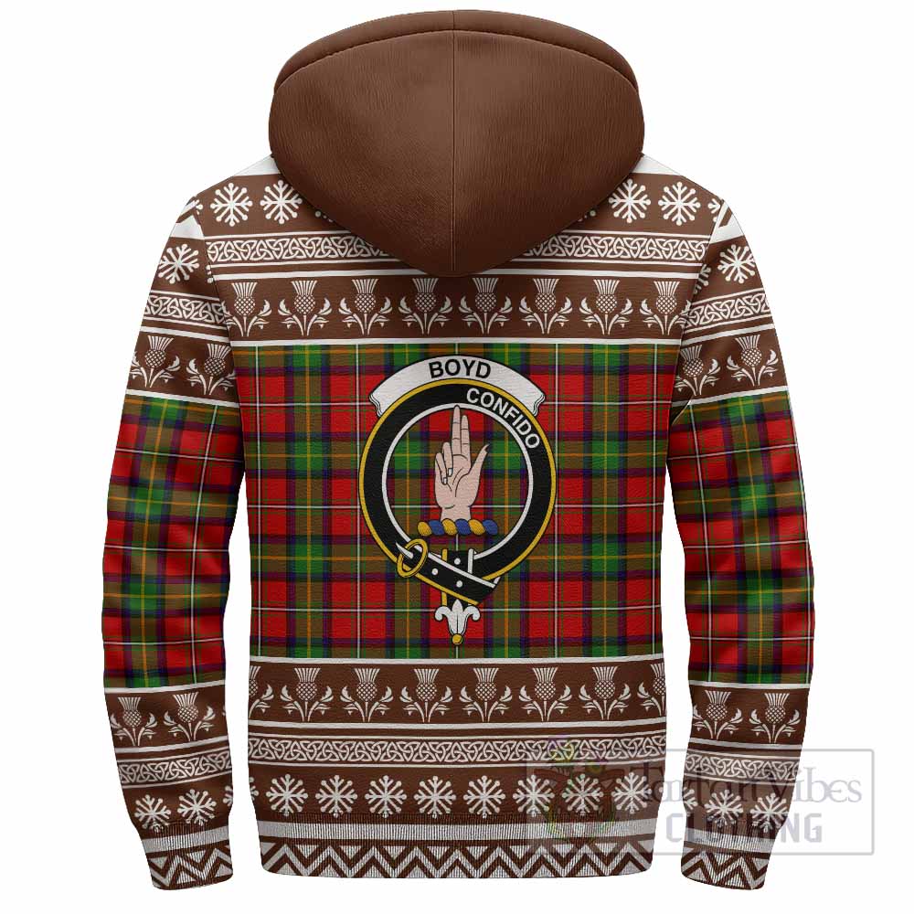Boyd Clan Tartan Christmas Fleece Hoodie with Family Crest - Tartan Vibes Clothing