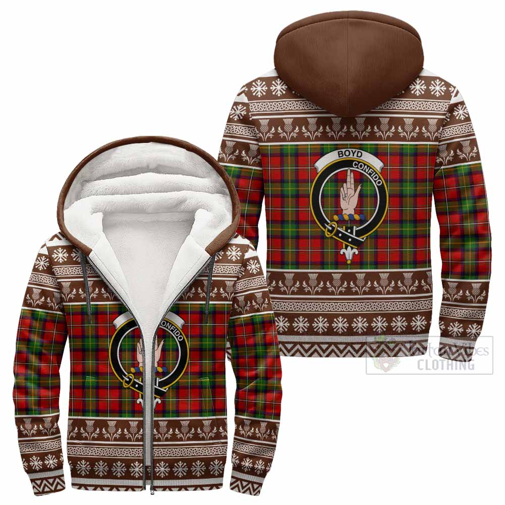 Boyd Clan Tartan Christmas Fleece Hoodie with Family Crest - Tartan Vibes Clothing