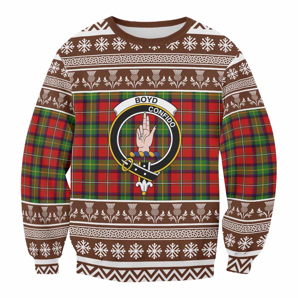 Boyd Clan Tartan Christmas Sweatshirt with Family Crest - Tartan Vibes Clothing