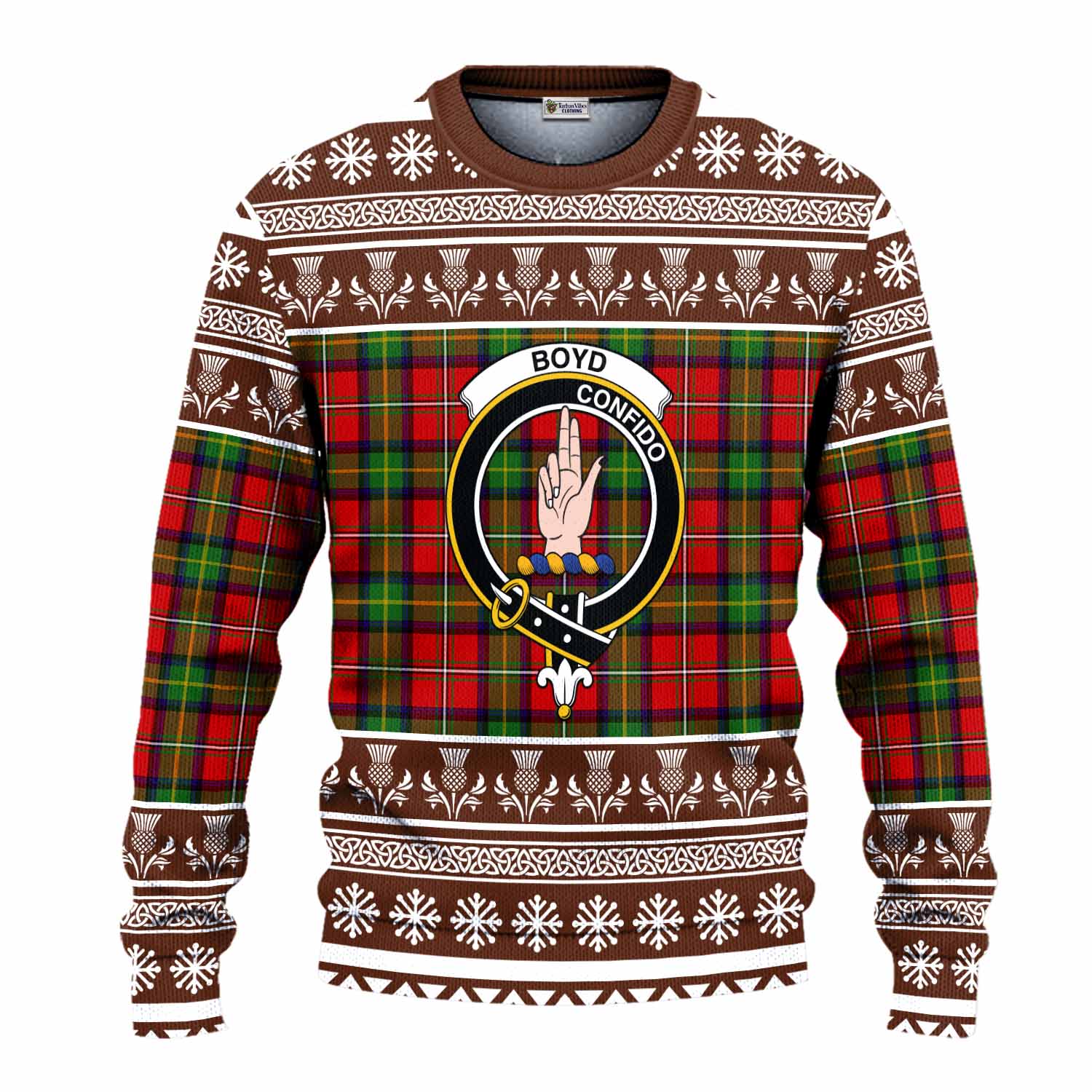 Boyd Clan Tartan Christmas Ugly Sweater with Family Crest - Tartan Vibes Clothing