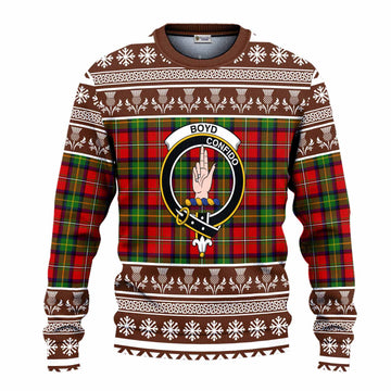 Boyd Clan Tartan Christmas Ugly Sweater with Family Crest