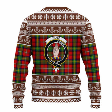 Boyd Clan Tartan Christmas Ugly Sweater with Family Crest