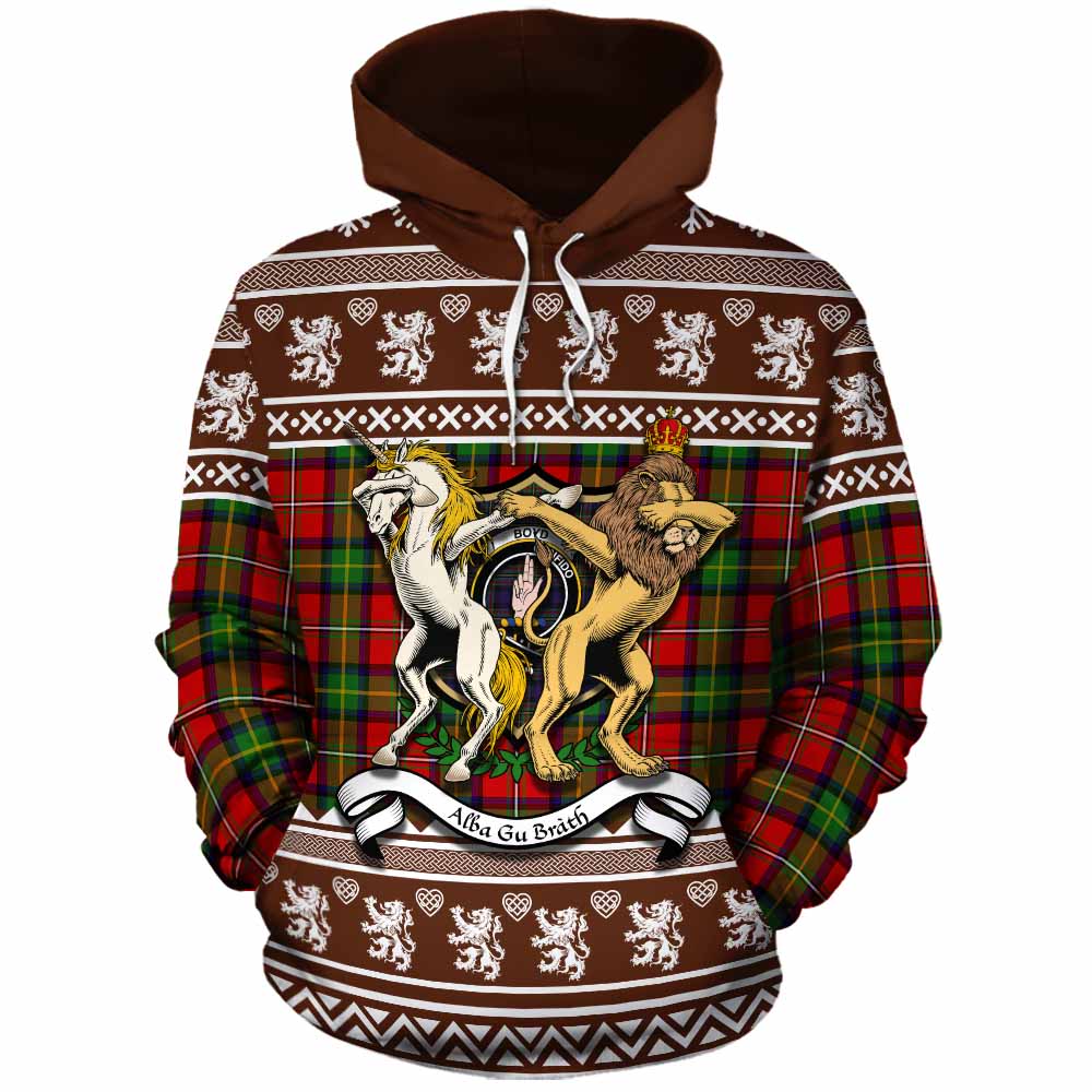 Boyd Clan Tartan Crest Christmas Cotton Hoodie Coat of Arms Funny Style - Tartan Vibes Clothing