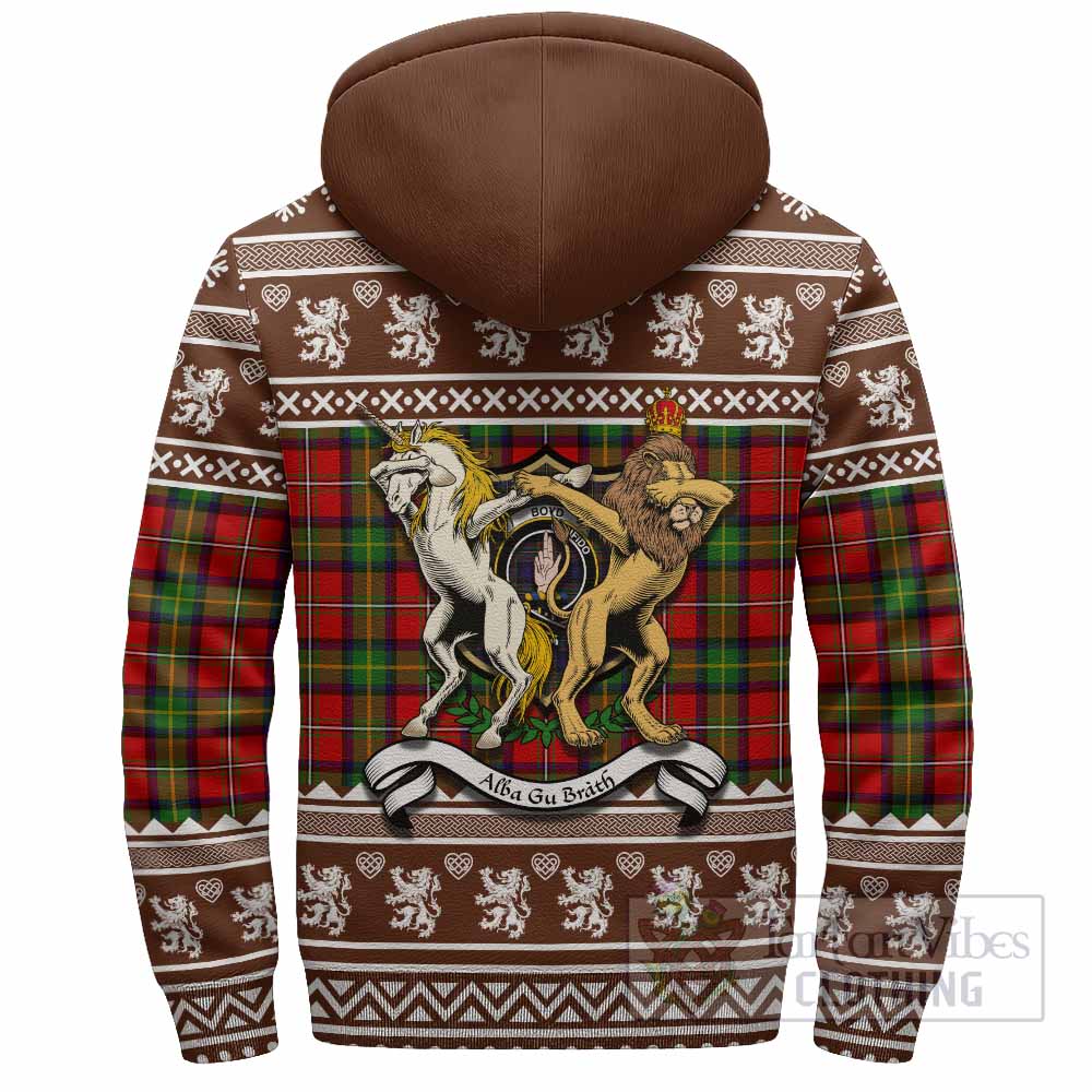 Boyd Clan Tartan Crest Christmas Fleece Hoodie Coat of Arms Funny Style - Tartan Vibes Clothing