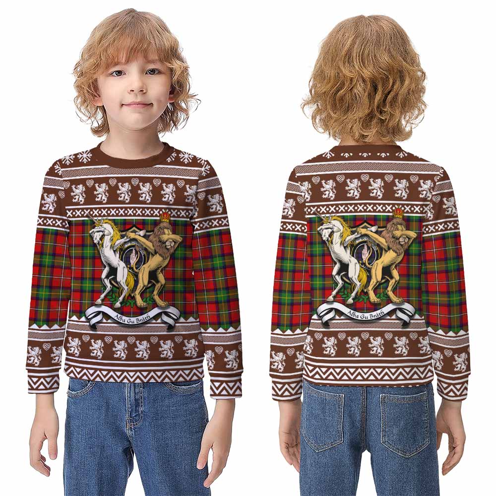 Boyd Clan Tartan Crest Christmas Kid Ugly Sweatshirt Coat of Arms Funny Style - Tartan Vibes Clothing