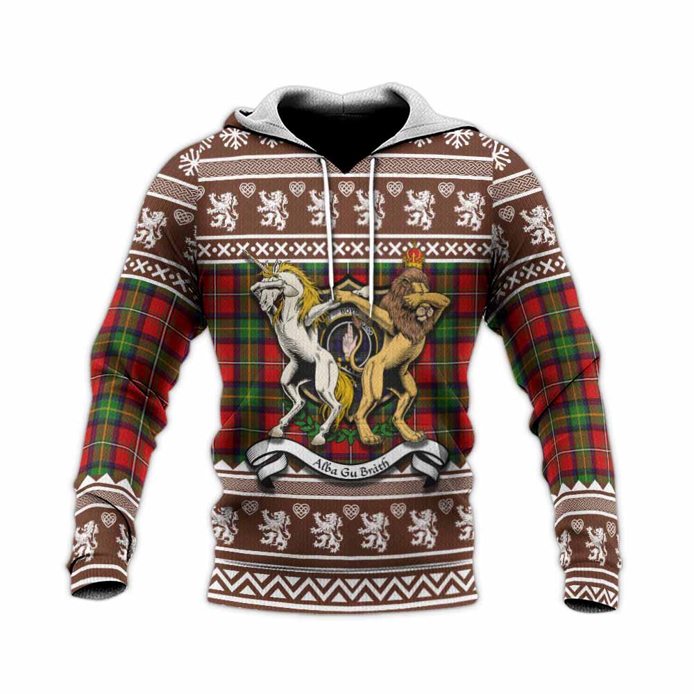 Boyd Clan Tartan Crest Christmas Knitted Hoodie Coat of Arms Funny Style - Tartan Vibes Clothing