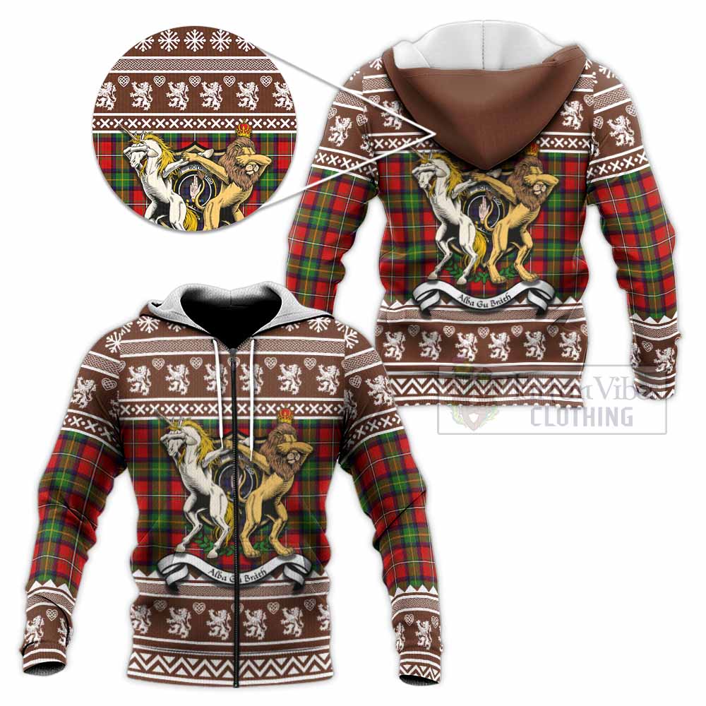 Boyd Clan Tartan Crest Christmas Knitted Hoodie Coat of Arms Funny Style - Tartan Vibes Clothing