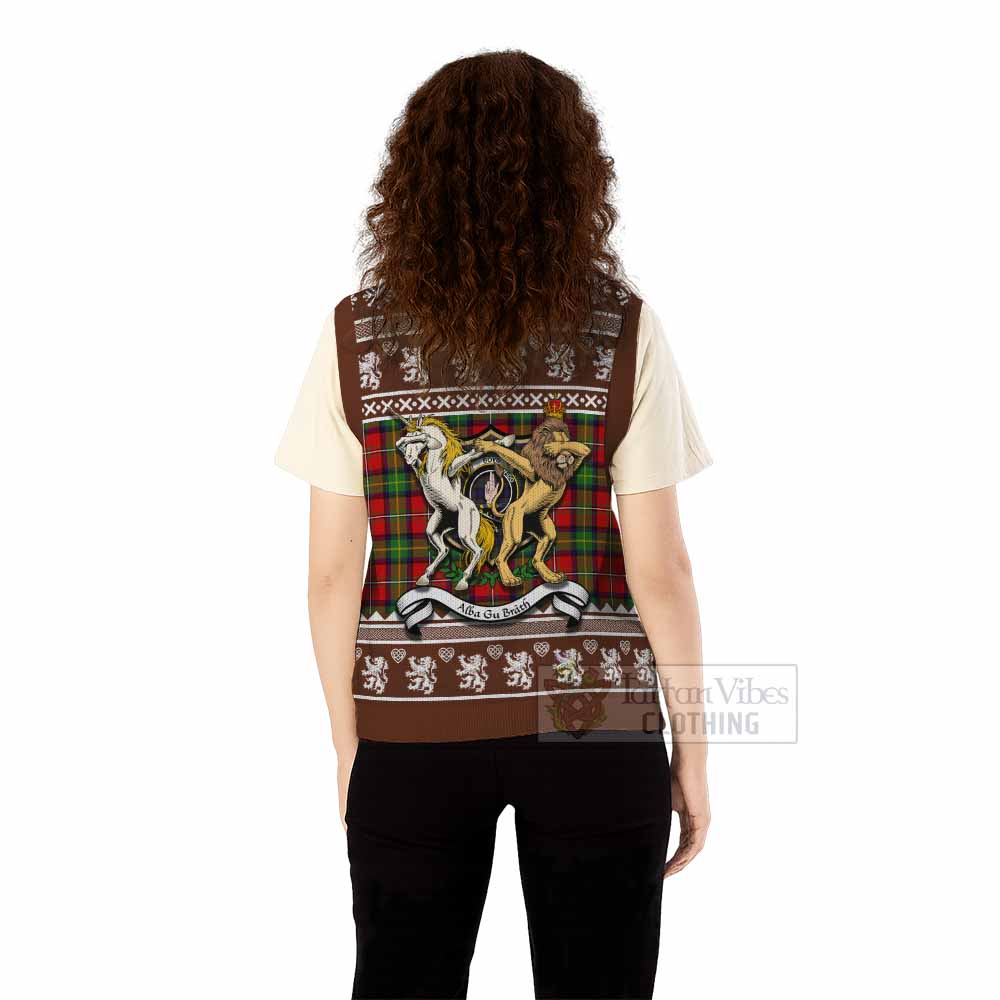Boyd Clan Tartan Crest Christmas Knitted V-Neck Vest Coat of Arms Funny Style - Tartan Vibes Clothing
