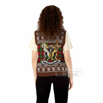 Boyd Clan Tartan Crest Christmas Knitted V-Neck Vest Coat of Arms Funny Style
