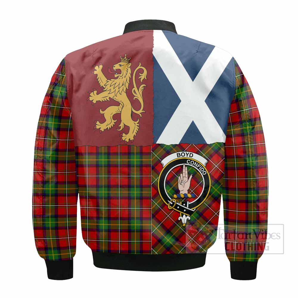 Boyd Crest Tartan Bomber Jacket with Lion Rampant Saltire Style