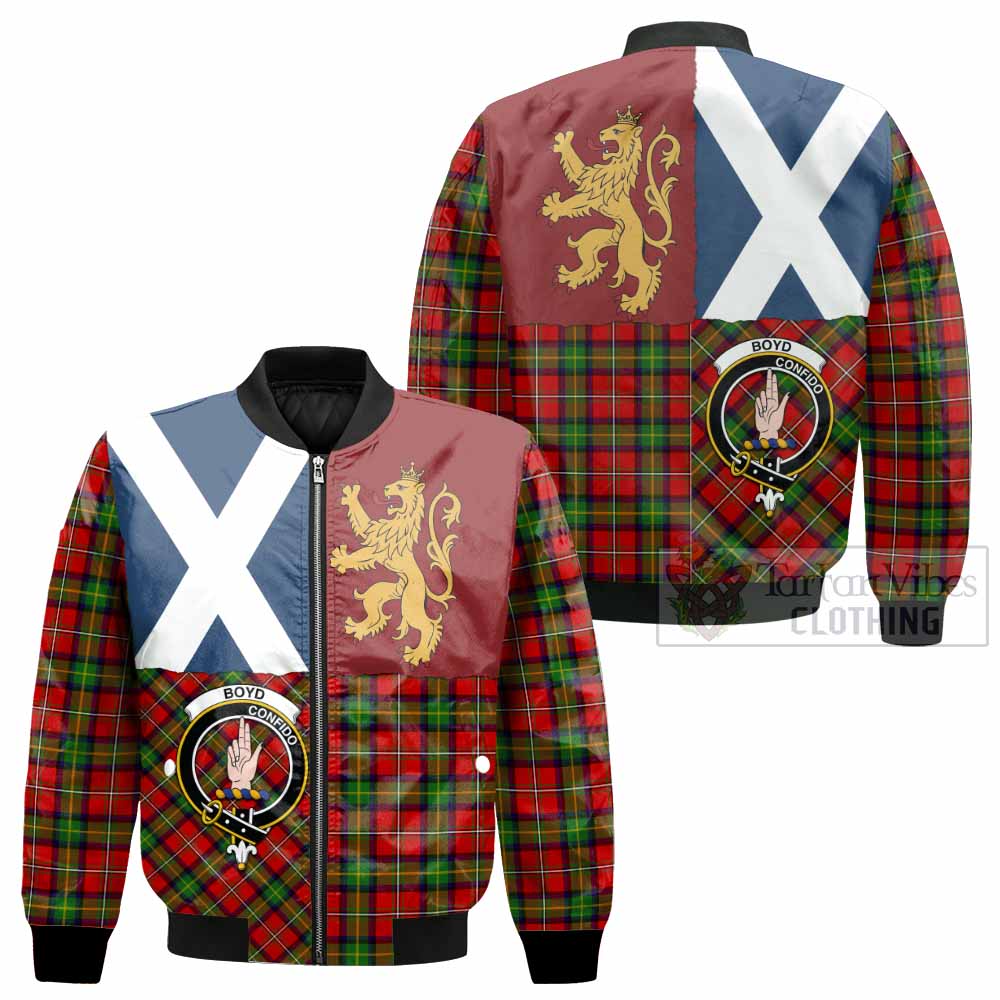 Boyd Crest Tartan Bomber Jacket with Lion Rampant Saltire Style