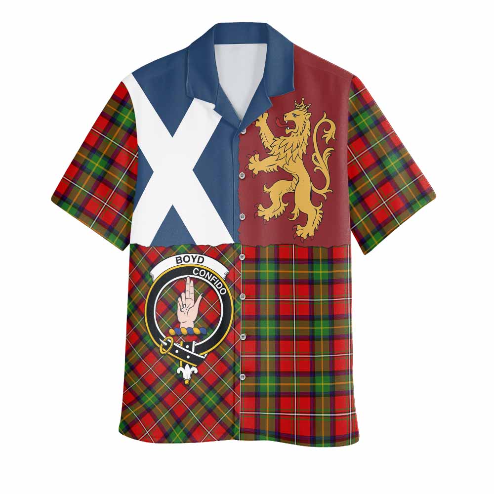 Boyd Crest Tartan Hawaiian Shirt with Lion Rampant Saltire Style