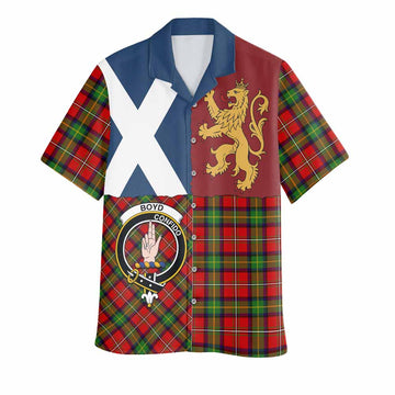 Boyd Crest Tartan Hawaiian Shirt with Lion Rampant Saltire Style