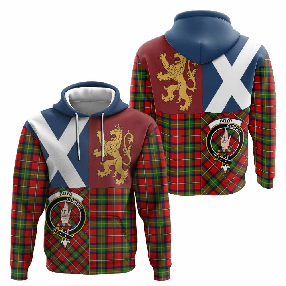 Boyd Crest Tartan Hoodie with Lion Rampant Saltire Style