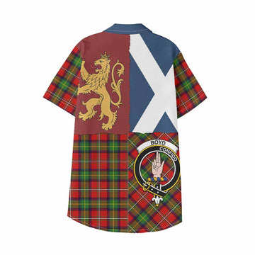 Boyd Crest Tartan Kid Hawaiian Shirt with Lion Rampant Saltire Style