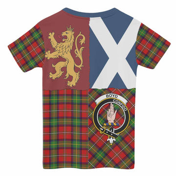 Boyd Crest Tartan Kid T-shirt with Lion Rampant Saltire Style