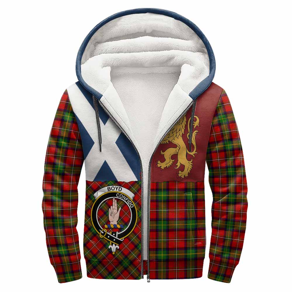 Boyd Crest Tartan Sherpa Hoodie with Lion Rampant Saltire Style