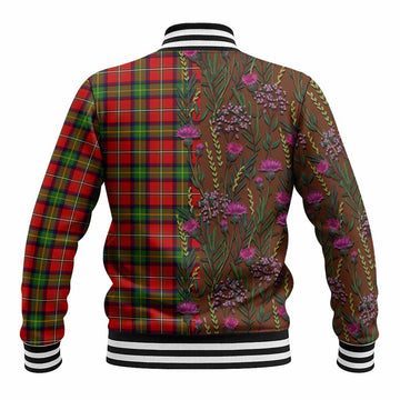 Boyd Family Crest Tartan Baseball Jacket Scottish Thistle Flower Pattern Half Style