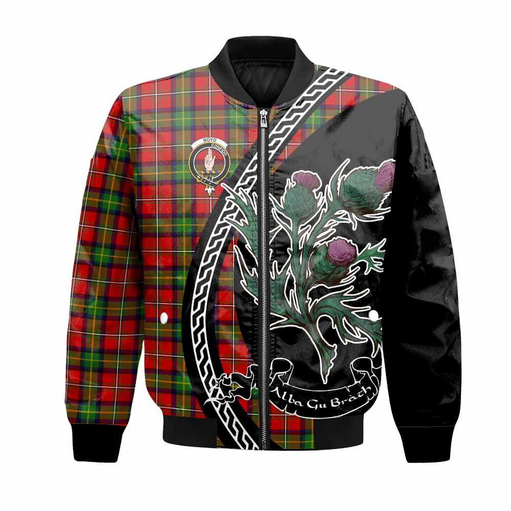 Boyd Family Crest Tartan Bomber Jacket Alba Thistle Inspired - Tartan Vibes Clothing