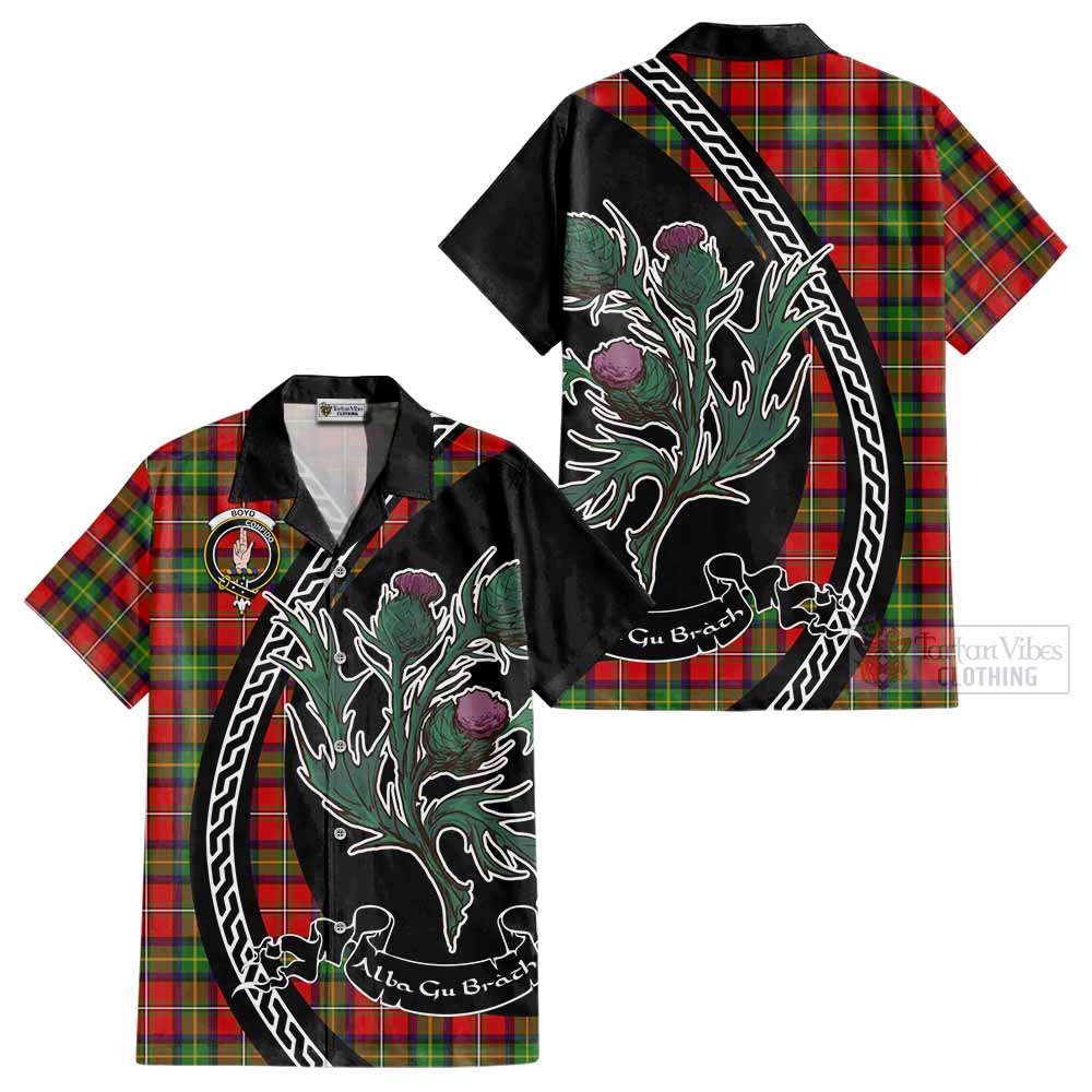 Boyd Family Crest Tartan Cotton Hawaiian Shirt Alba Thistle Inspired - Tartan Vibes Clothing
