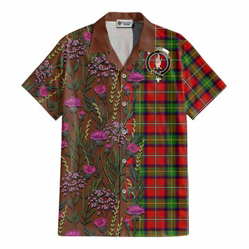 Boyd Family Crest Tartan Cotton Hawaiian Shirt Scottish Thistle Flower Pattern Half Style - Tartan Vibes Clothing