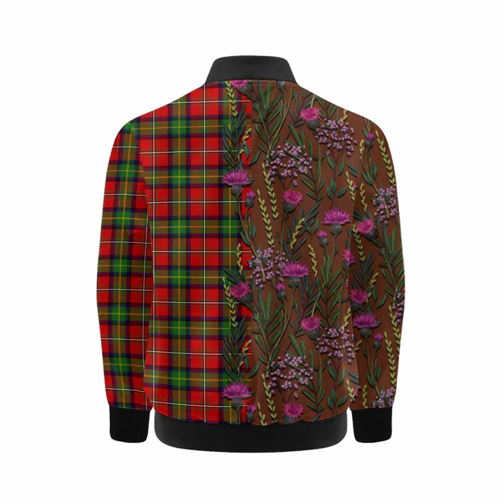 Boyd Family Crest Tartan Kid Bomber Jacket Scottish Thistle Flower Pattern Half Style - Tartan Vibes Clothing