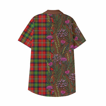 Boyd Family Crest Tartan Kid Hawaiian Shirt Scottish Thistle Flower Pattern Half Style