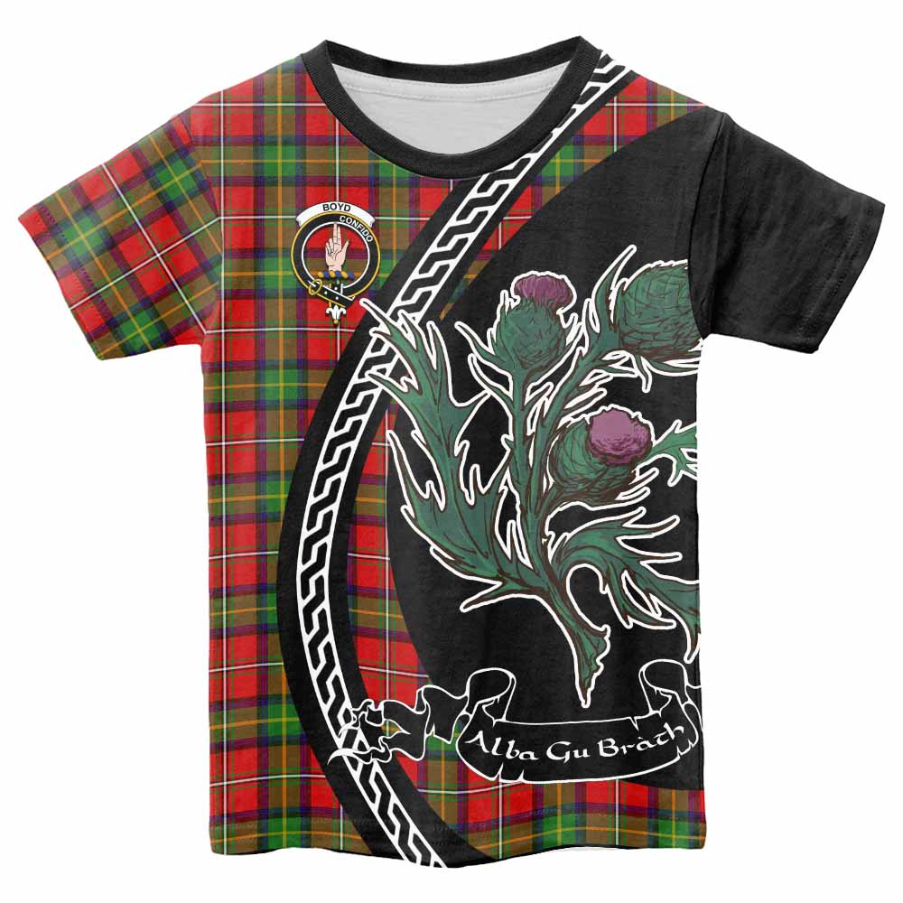 Boyd Family Crest Tartan Kid T-shirt Alba Thistle Inspired - Tartan Vibes Clothing