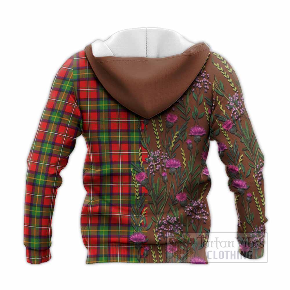 Boyd Family Crest Tartan Knitted Hoodie Scottish Thistle Flower Pattern Half Style - Tartan Vibes Clothing