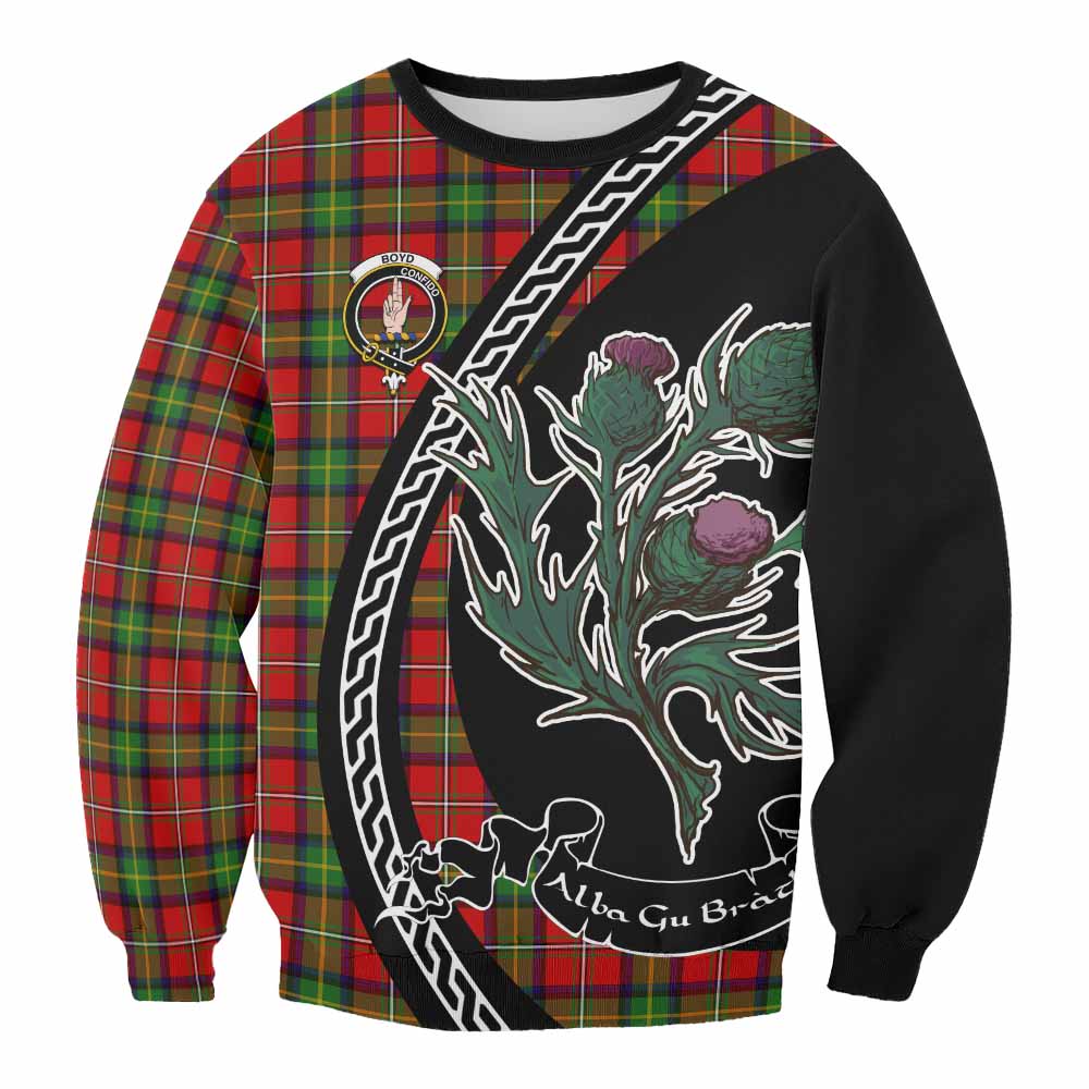 Boyd Family Crest Tartan Sweatshirt Alba Thistle Inspired - Tartan Vibes Clothing