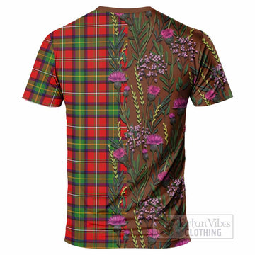 Boyd Family Crest Tartan T-Shirt Scottish Thistle Flower Pattern Half Style - Tartan Vibes Clothing