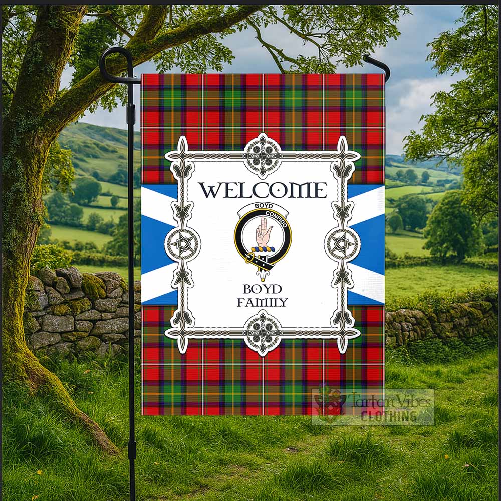 Boyd Family Crest Tartan Welcome Garden Flag Saltire Harmony Style - Tartan Vibes Clothing