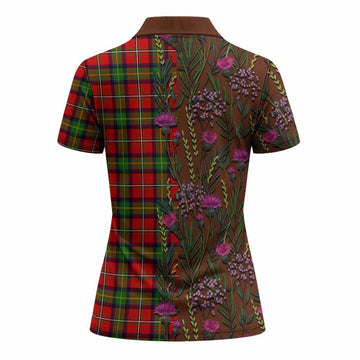 Boyd Family Crest Tartan Women Polo Shirt Scottish Thistle Flower Pattern Half Style