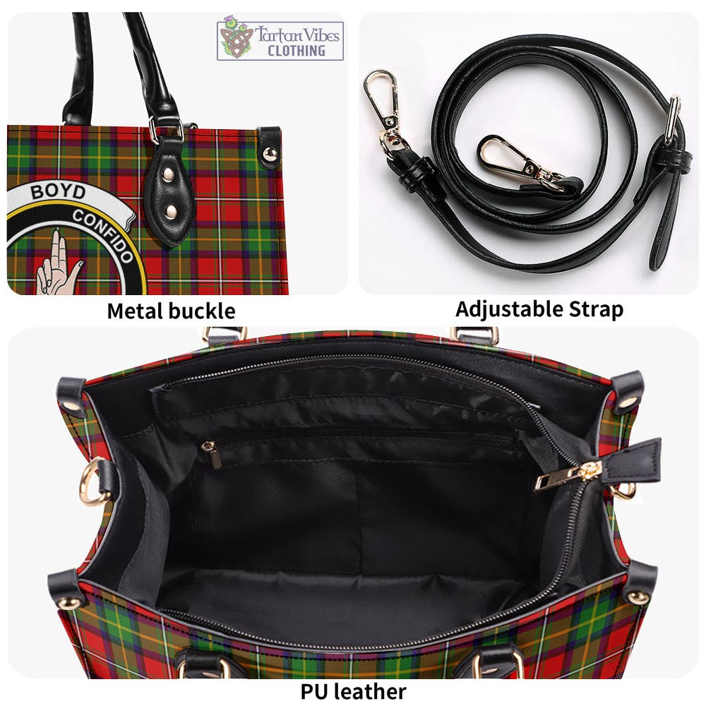 Tartan Vibes Clothing Boyd Modern Tartan Luxury Leather Handbags with Family Crest