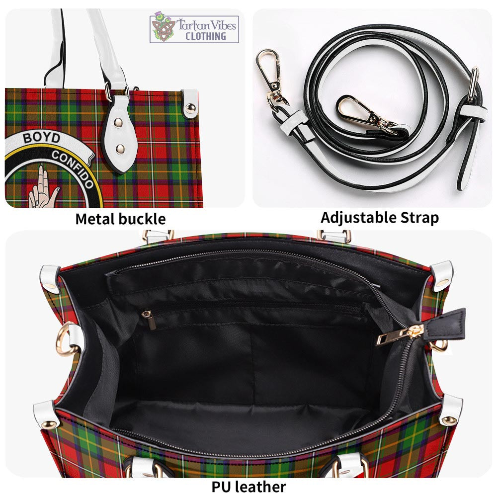 Tartan Vibes Clothing Boyd Modern Tartan Luxury Leather Handbags with Family Crest