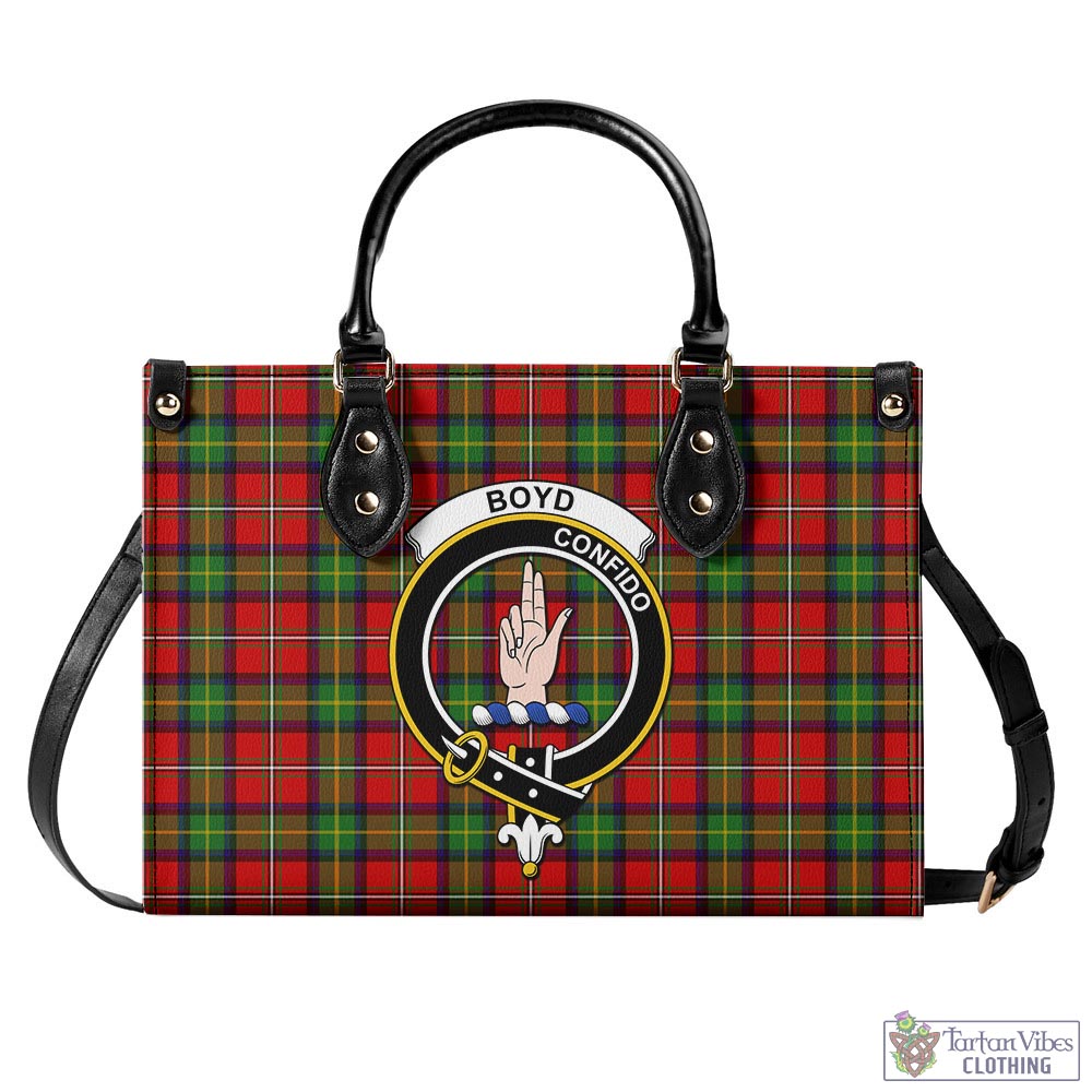 Tartan Vibes Clothing Boyd Modern Tartan Luxury Leather Handbags with Family Crest