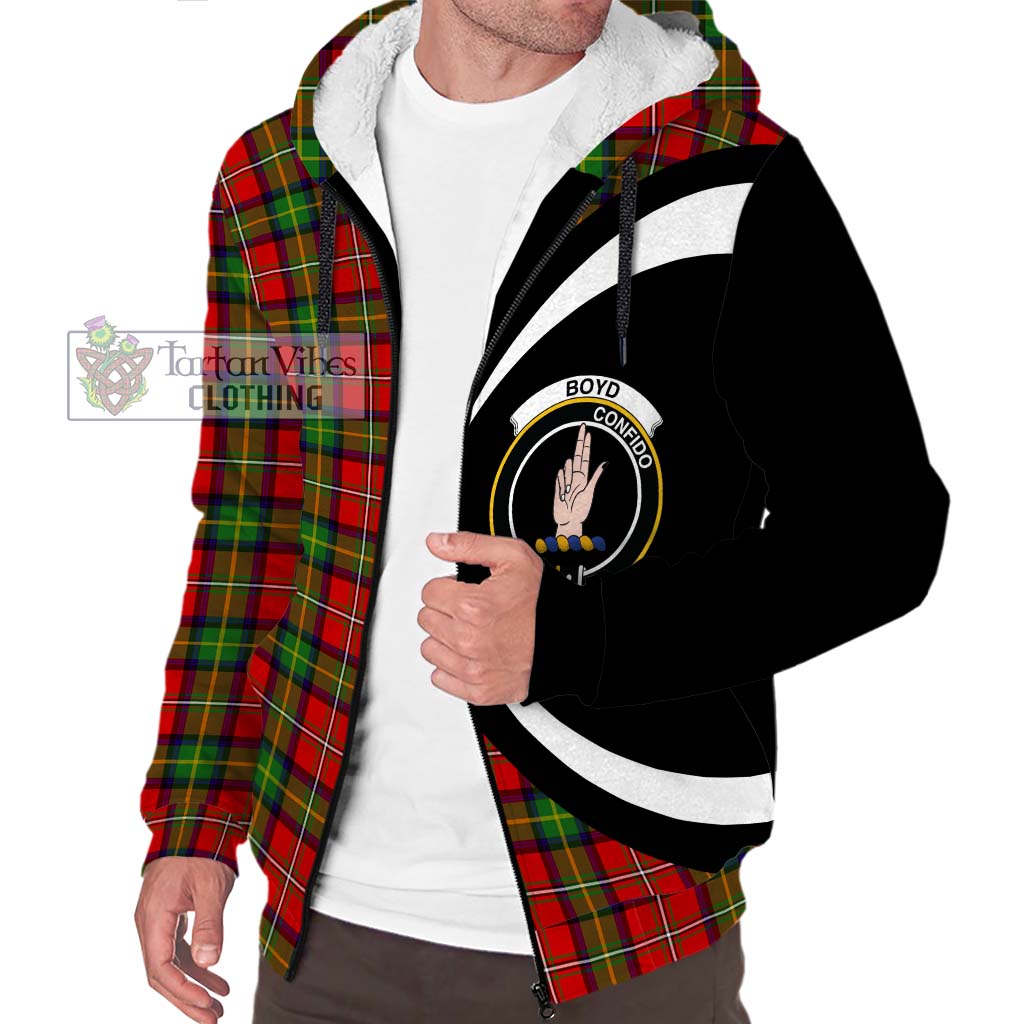Boyd Tartan Sherpa Hoodie with Family Crest Circle Style Unisex S - Tartan Vibes Clothing
