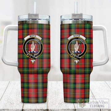 Tartan Vibes Clothing Boyd Modern Tartan and Family Crest Tumbler with Handle