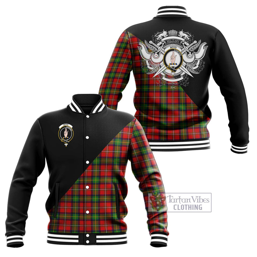 Boyd Tartan Baseball Jacket with Family Crest and Military Logo Style Unisex - Tartan Vibes Clothing