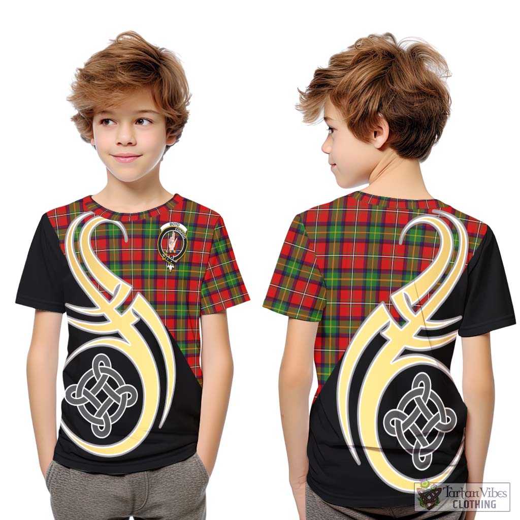 Boyd Tartan Kid T-Shirt with Family Crest and Celtic Symbol Style Youth XL Size14 - Tartan Vibes Clothing