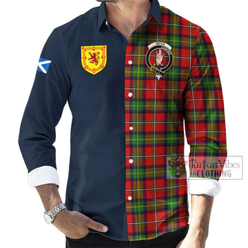 Tartan Vibes Clothing Boyd Modern Tartan Long Sleeve Button Shirt with Scottish Lion Royal Arm Half Style